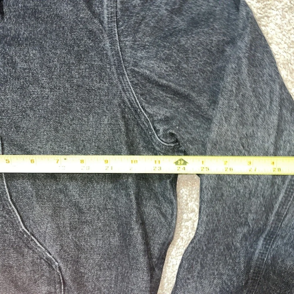 Vintage Carhartt Black Denim Jean Jacket Hoodie Plaid Lining JF885 Size Large - Picture 3 of 5